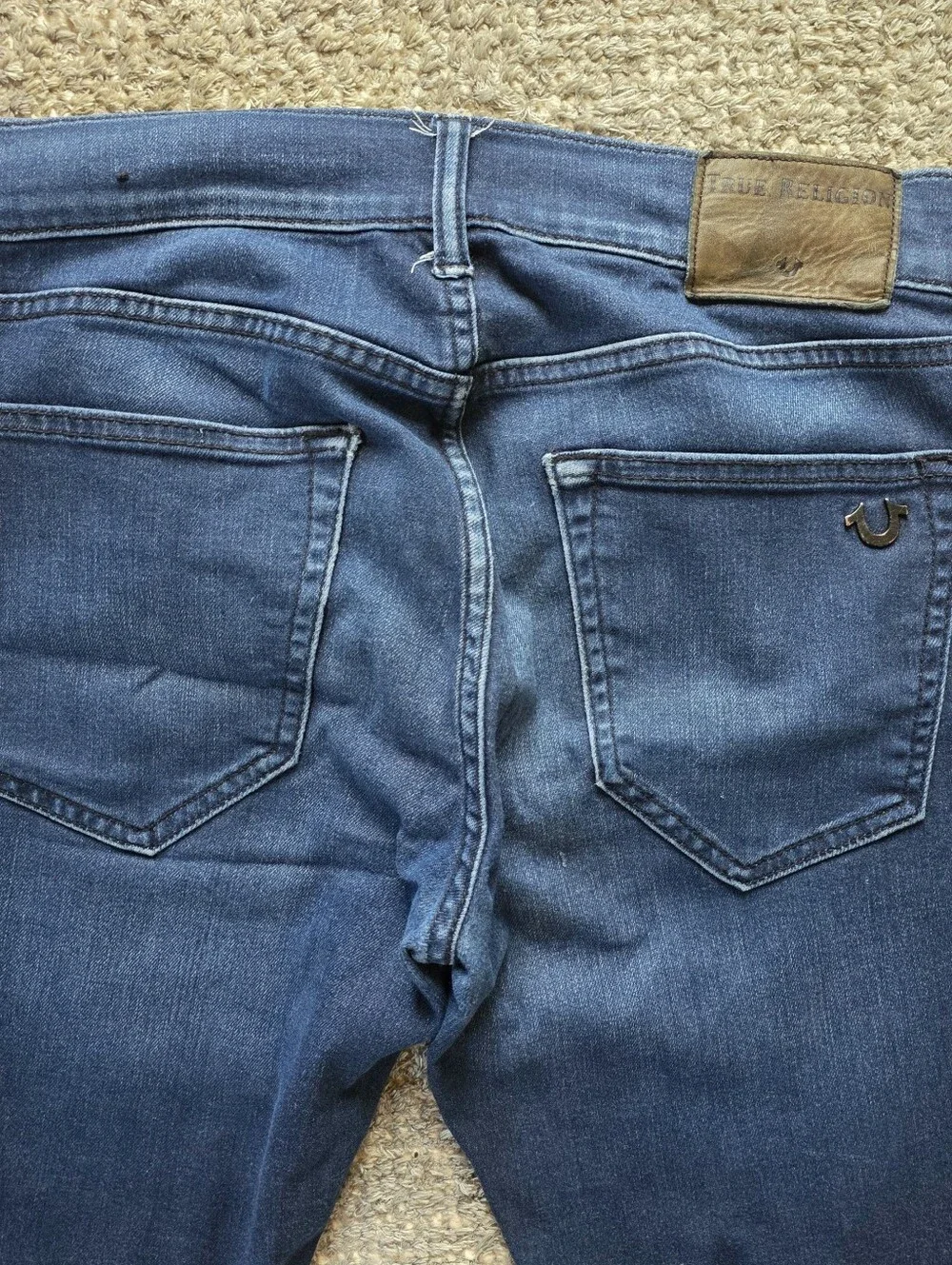 True Religion Rocco Jeans Mens 30x31 Relaxed Skinny Dark Wash Stretch Denim
